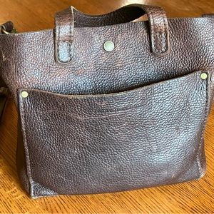 Portland Leather Goods Mini Tote Zip Crossbody Coldbrew Pebbled Leather.